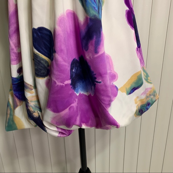 FireLA White Floral Bubble Skirt Mini Dress w/ Bow - Picture 6 of 13